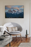 Sacred Mountains 24x36 Plak Flush Mounted styled in your home. EarthArt by Canadian Artist Blake Richardson