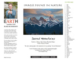 Sacred Mountains before photograph and list of hidden Images Canadian Artist Blake Richardson headshot and EarthArt Logo with Artist Statement