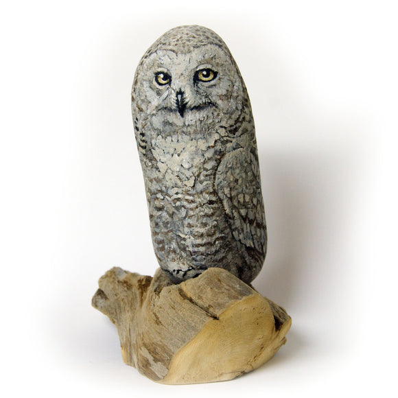 Snowy Owl Stone: Earthen Sculpture